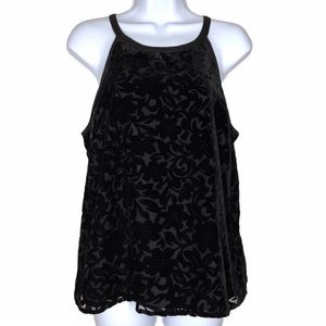 Brixton Ivy | Black Velvet Brocade High Neck Top